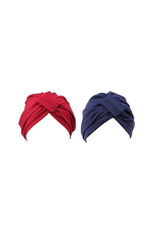 Hikong Set de 2 Foulards pour Femme Turbans pour Perte de Cheveux, Cancer, chimiothérapie Taille Unique - Gris - Taille Uniqu