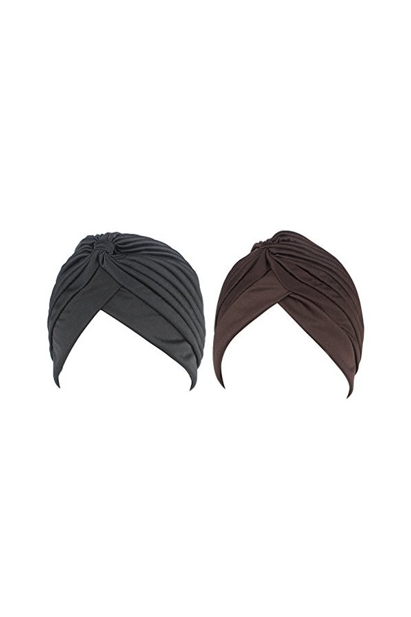 Hikong Set de 2 Foulards pour Femme Turbans pour Perte de Cheveux, Cancer, chimiothérapie Taille Unique - Gris - Taille Uniqu