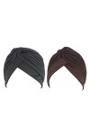 Hikong Set de 2 Foulards pour Femme Turbans pour Perte de Cheveux, Cancer, chimiothérapie Taille Unique - Gris - Taille Uniqu