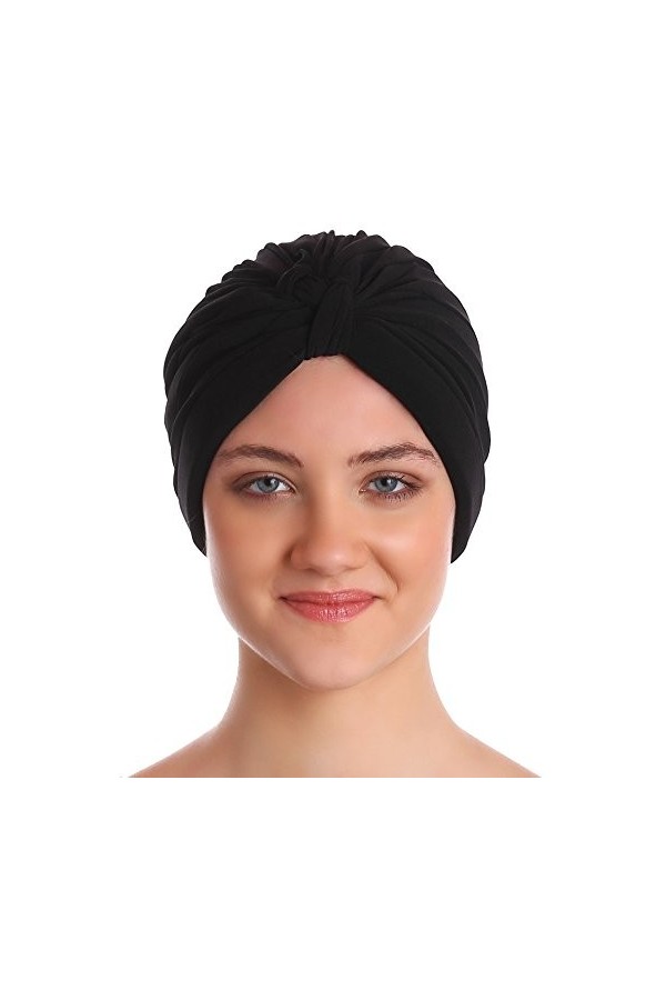 Deresina Headwear Chimio Turban de Style W Plisse Noir 