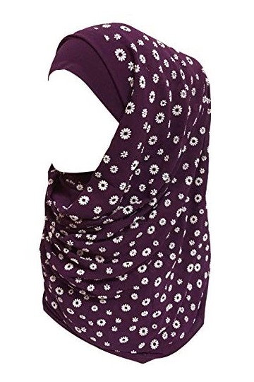 Lina & Lily Hijab mousseline pour femmes musulmanes, foulard écharpe à fleurs Violet 