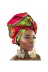 HZQIFEI Femmes Foulard Ciré Africain Wax Headwraps Tête Echarpe de Imprimé Motif Mode Bandeaux Longs Turbans Hijab Style 14 
