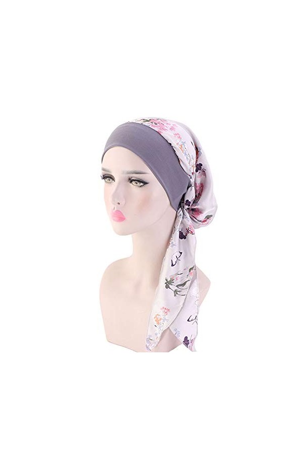 Asudaro Bonnet Chimio, Femmes Élégant Turban Bandeau Élastique Bandana Foulard Wrap Chapeau Musulman Hijab Coiffure Écharpe C