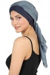 W Deresina Cotton Cap avec Foulard attaché pour la Perte de Cheveux, Le Cancer Gris Imprimé 