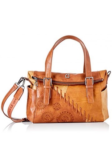Desigual PU Hand Bag, Handbag Femme, Marron, Taille Unique