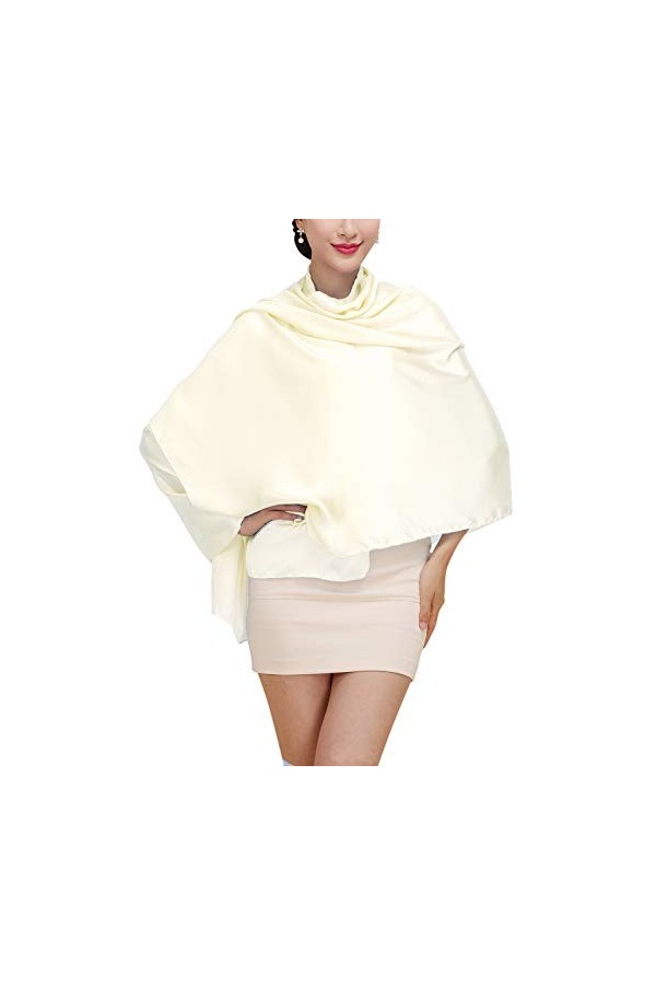 YAOMEI Femme Echarpe Châles Foulards Satin, Etoles écharpe Fichus de tête Les mariages Mariée Bridemaids Tenue de soirée Fête