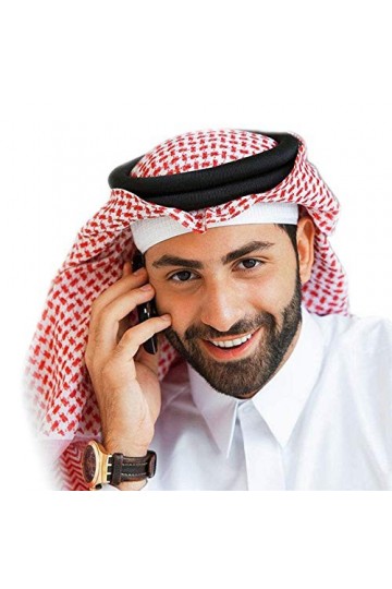 BaronHong Classic Motif Moyen-Orient Arabe Tête Couverture Turban Hommes Muslim Foulard rouge, M 