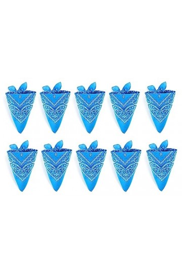 BYOR Lot de bandana 100% Coton paisley foulard fichu bandanas Bleu Turquoise - Lot de 10 Pieces