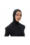 Bonnet de Bain pour Femmes Couleur Solide Ajustable Bonnet de Bain Musulman châle Protection du Cou Hijab Darkgrey 