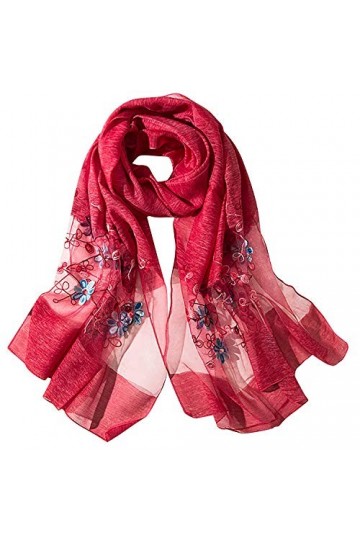 YAOMEI Femme Echarpe Châles Foulards Satin soyeux, Broderie Etoles écharpe Fichus de tête Les mariages Mariée Bridemaids Tenu