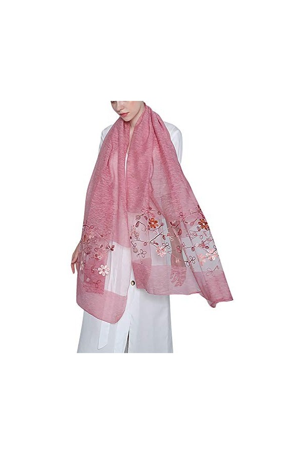 YAOMEI Femme Echarpe Châles Foulards Satin soyeux, Broderie Etoles écharpe Fichus de tête Les mariages Mariée Bridemaids Tenu