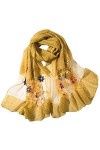 YAOMEI Femme Echarpe Châles Foulards Satin soyeux, Broderie Etoles écharpe Fichus de tête Les mariages Mariée Bridemaids Tenu
