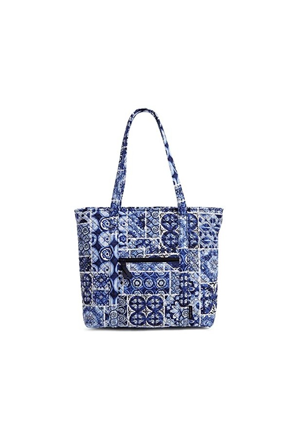 Vera Bradley Microfiber Vera Tote Bag, Sac Main Femme, Bleu Marine véritable, Taille Unique