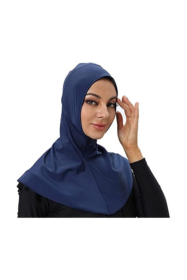Hijab de natation pour femmes couleur unie foulard musulman à couverture totale Black 