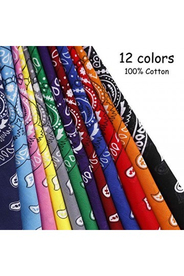 RZKJ-SHOP Bandana Foulard Original Paisley, 12PCS Multicolore Coton Bandannas Fichu Mouchoir Echarpe cou Poignet Wrap Tête de