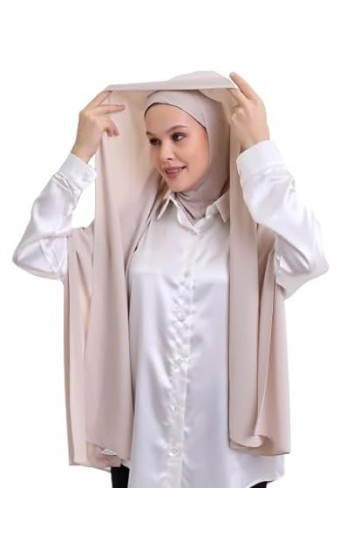 NAJMA Hijab soie de médine à enfiler avec bonnet intégré,Hijab sport respirant attaché avec voile,hijab ninja opaque léger do