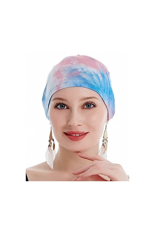 osvyo Coiffe chimio en bambou pour femme - Pour perte de cheveux - Turban dans un emballage scellé, Bambou Tie-Dye Gris, tail