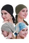 osvyo Coiffe chimio en bambou pour femme - Pour perte de cheveux - Turban dans un emballage scellé, Bambou Tie-Dye Gris, tail