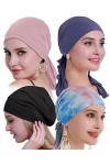 osvyo Coiffe chimio en bambou pour femme - Pour perte de cheveux - Turban dans un emballage scellé, Bambou Tie-Dye Gris, tail