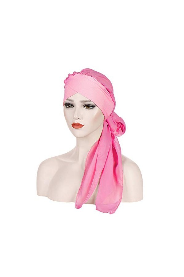 Amorar Chemo Turban Hijab Femmes Cancer Bonnets Écharpes en Mousseline De Soie Bandana Queue Chapeau Tête Wrap Bandeaux Foula