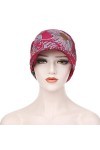 Amorar Femmes Coton Foulard Tête Hijab Bandanas Bonnet Fleur Chapeau Casquette de Baseball Chapeau de Perte Turbans Coiffures