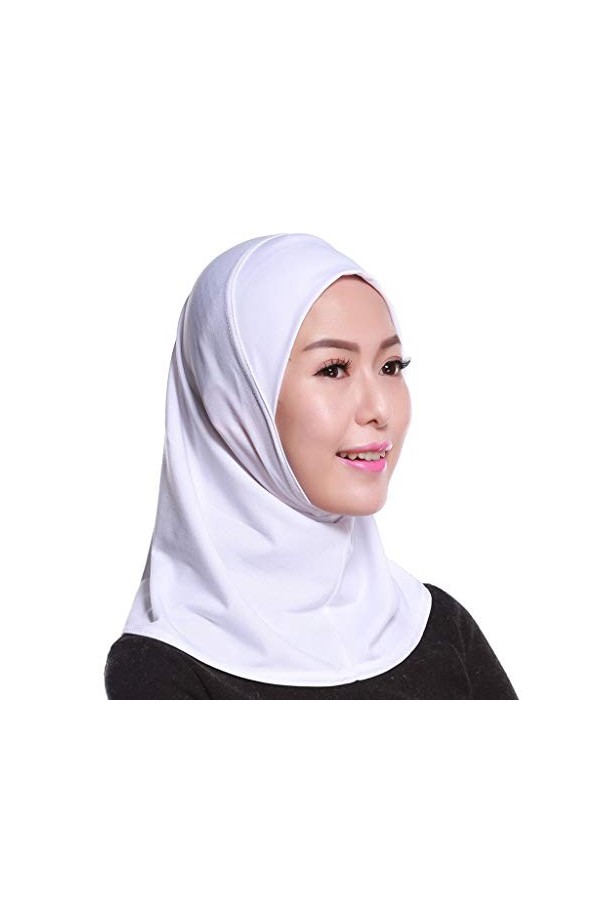 WOWOWO Femmes Hijab Coton Musulman Mini Hijab Tête Écharpe Couleur Unie Couverture Complète Capuchon Intérieur Wrap Châle Tur