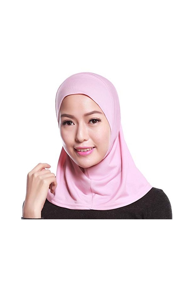 WOWOWO Femmes Hijab Coton Musulman Mini Hijab Tête Écharpe Couleur Unie Couverture Complète Capuchon Intérieur Wrap Châle Tur