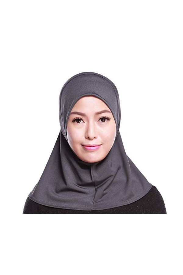 WOWOWO Femmes Hijab Coton Musulman Mini Hijab Tête Écharpe Couleur Unie Couverture Complète Capuchon Intérieur Wrap Châle Tur