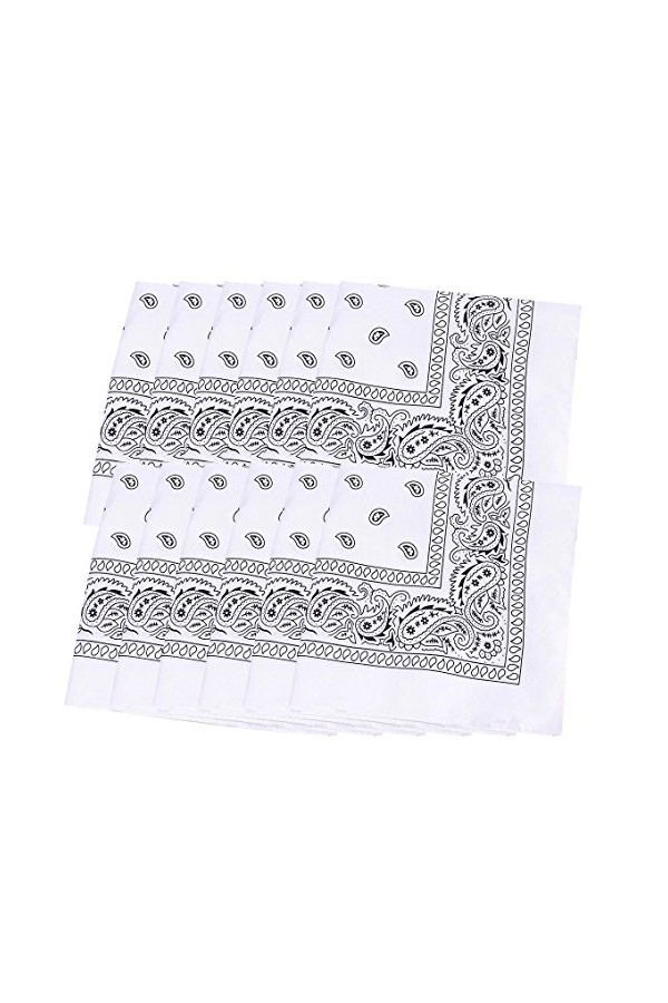Bandanas paisley Lot De 12PCS Fichu Mouchoir Unisexe,Bandeau de Cheveux,Echarpe de Cou,Décoration Rétro Style Multicolore&Mêm