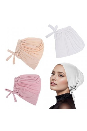 Lot de 3 foulards hijab pour femme - Écharpe hijab - Sous-casquette hijab islamique - Turban musulman - Couvre-chef - Hijab r