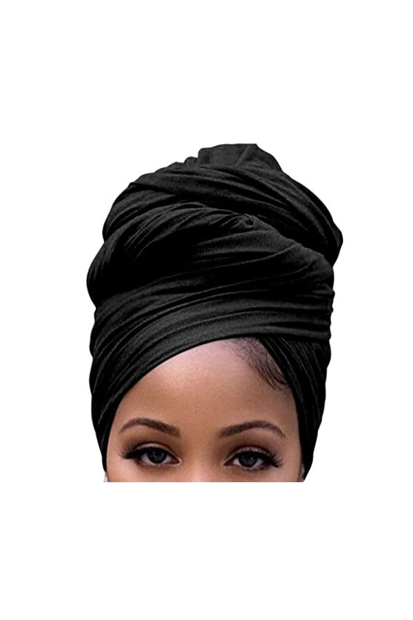 Ailan 2 Ensemble de Turban noeud Hijab noué multi-usages front croix bonnet uni Stretch foulard casquettes chapeaux accessoir