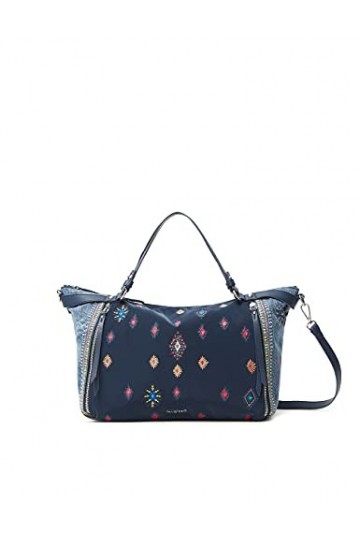 Desigual Bols_July Tribu Lib, Sac à Main Femme, Bleu, Taille Unique