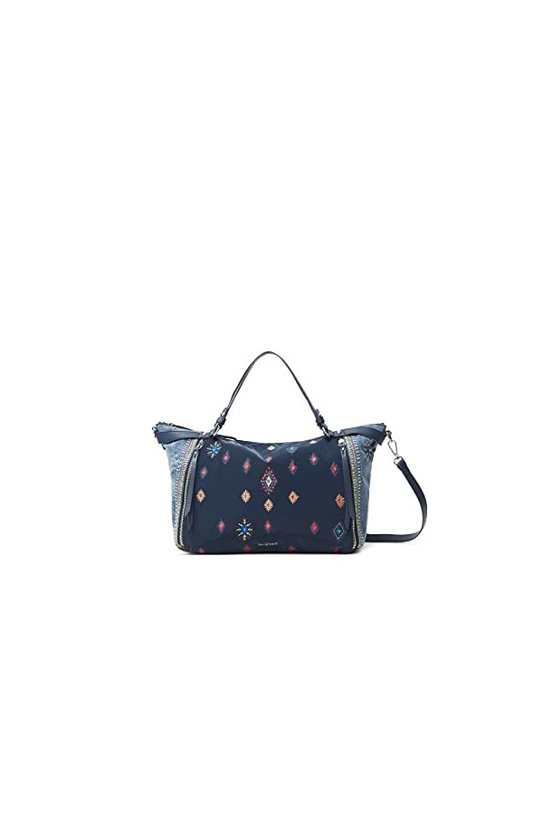 Desigual Bols_July Tribu Lib, Sac à Main Femme, Bleu, Taille Unique