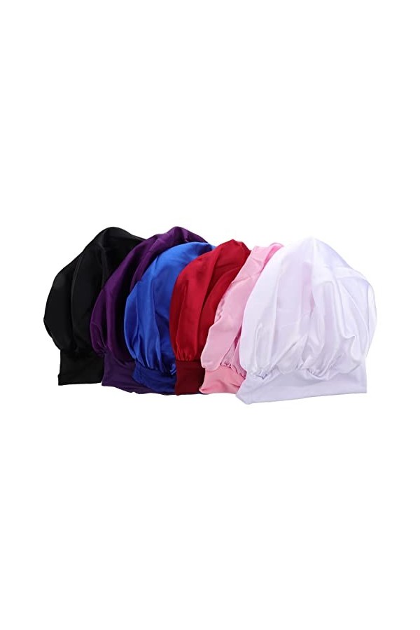 minkissy 6Pcs Large Bord Foulards Solides Pour Les Femmes Soie Grand Bonnet De Soie Bonnet De Cheveux En Soie Bandanas Pour L