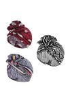 JIAHG 3pcs Bonnet Turban Chimio Femme Turban Coton Doux Stretch N½UD Bonnet de Nuit Chapeaux Africain Bandeau Foulard Chimio 