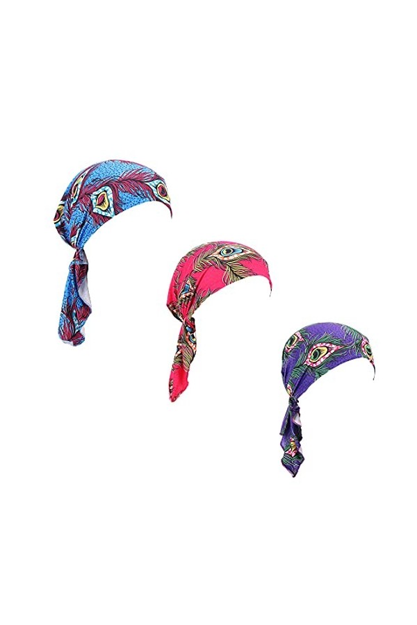 Lot de 3 foulards chimio pré-noués pour femme style 6 long , Taille unique