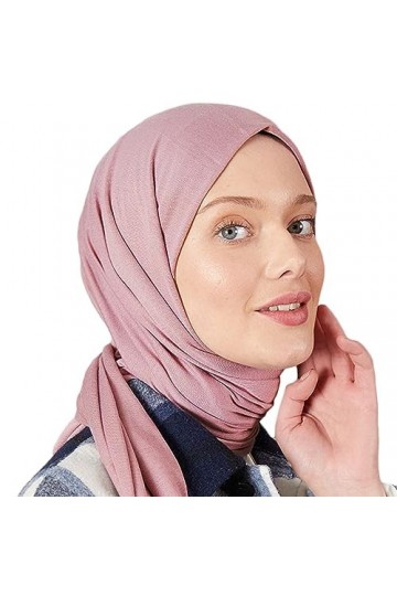 Écharpe de tête en jersey de qualité supérieure pour femme | Hijab instantané musulman | Turban en jersey pré-cousu, rose, ta
