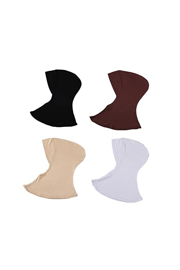 MOWEN Lot de 4 casquettes hijab en modal et coton pour musulman islamique, 4P-4, große Größe