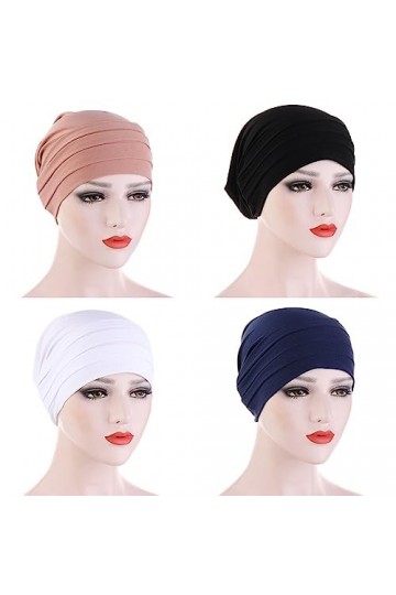 Lot de 3 bonnets de chimio pour femme - Foulard souple en coton - Turban chimio - Cancer - Hijab - Écharpe - Bonnet de sommei