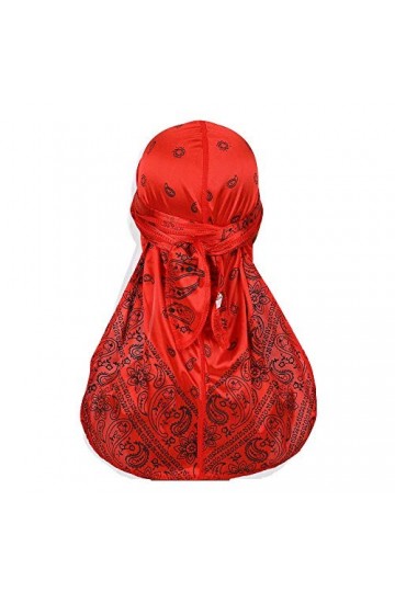 Bandana en soie pour homme et femme avec longue queue et bretelles larges pour 360 vagues, Rouge, taille unique
