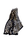 Femmes Foulard imprimé léopard animaux Motif Echarpe léger paréos Châle doux Echarpes pour les dames filles Beige 