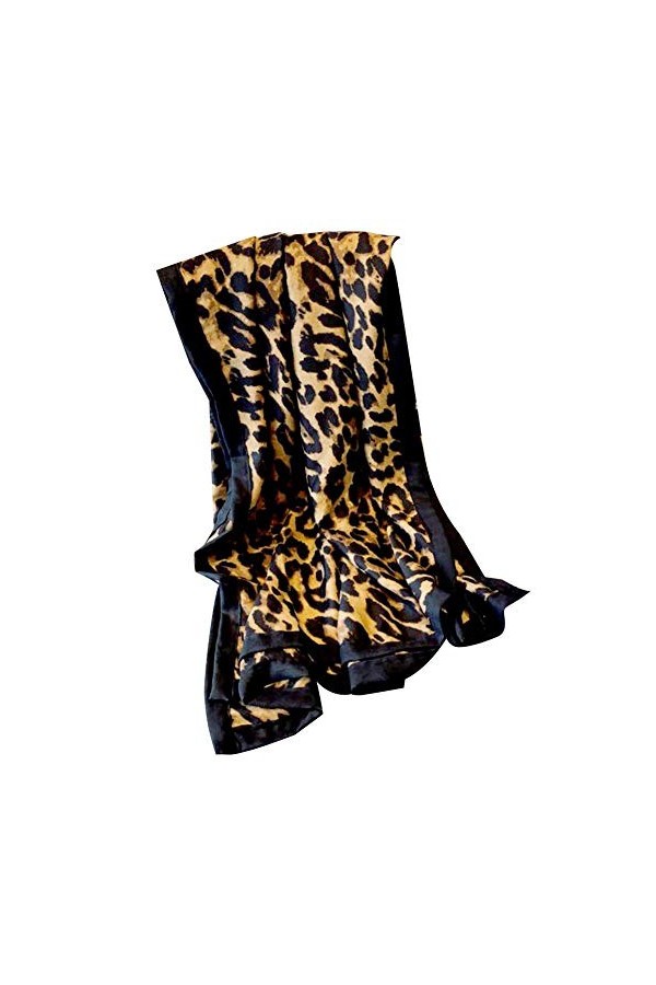 Femmes Foulard imprimé léopard animaux Motif Echarpe léger paréos Châle doux Echarpes pour les dames filles Beige 