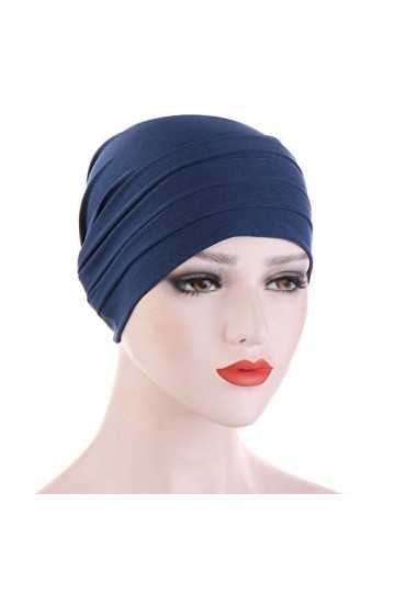 TININNA Bandana Femme en Coton et Bambou pour Perte de Cheveux, Cancer, chimiothérapie,Bleu Marine
