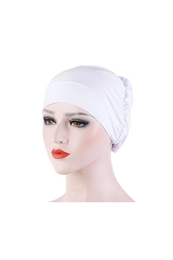 TININNA Chapeau de Chimiothérapie Femme, Mode Couleur Unie Bonnet Chimio Turban Musulmanes Coton Wrap Hijab Cap Bonnet de Nui