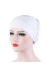 TININNA Chapeau de Chimiothérapie Femme, Mode Couleur Unie Bonnet Chimio Turban Musulmanes Coton Wrap Hijab Cap Bonnet de Nui
