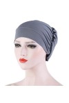 TININNA Chapeau de Chimiothérapie Femme, Mode Couleur Unie Bonnet Chimio Turban Musulmanes Coton Wrap Hijab Cap Bonnet de Nui