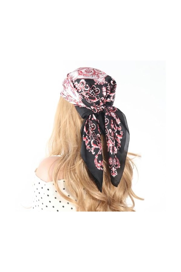 70 * 70CM Echarpe de soie carrée Bandanas Cheveux Filles Femmes Foulard d’été Mode Turban Bandeau Kerchief Accessoires de che