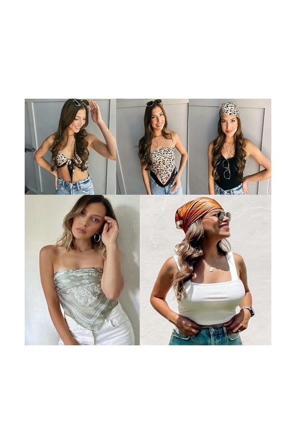 70 * 70CM Echarpe de soie carrée Bandanas Cheveux Filles Femmes Foulard d’été Mode Turban Bandeau Kerchief Accessoires de che