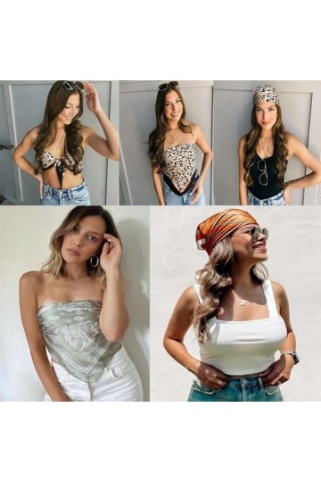 MorrEz Echarpe en soie Femmes Paisley Russie Imprimer Accessoires de cheveux Bandana Turban Bandeau Cheveux Kerchief Foulard-