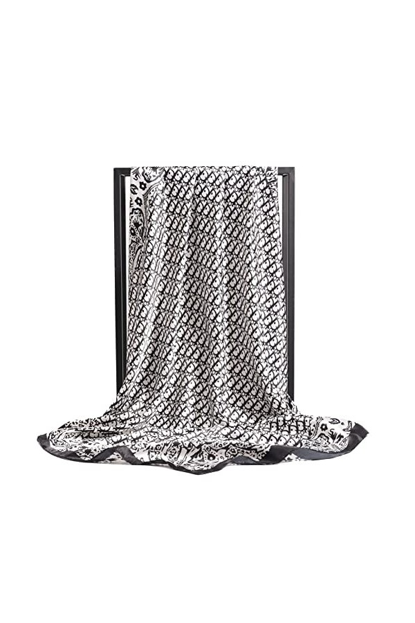 Ecroon Foulard Carré Echarpes et Foulards Femme Châles Écharpes Square Motif dImpression Satin de Soie Bandanas